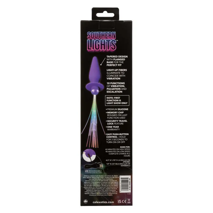 California Exotic Novelties Southern Lights Vibrating Light Up Anal Probe Purple 10 Functions Anal