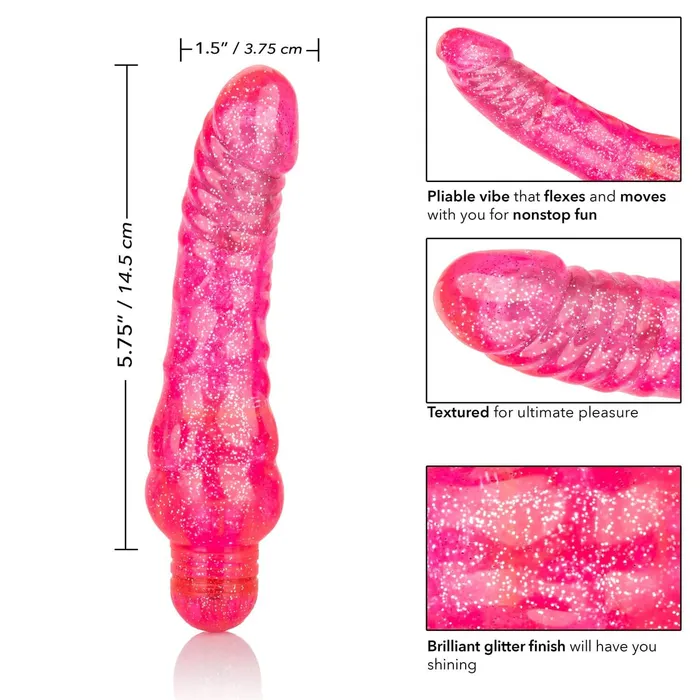 California Exotic Novelties Vibrators Sparkle Glitter Jack Pink Vibrating Dildo from Cal Exotic Novelties