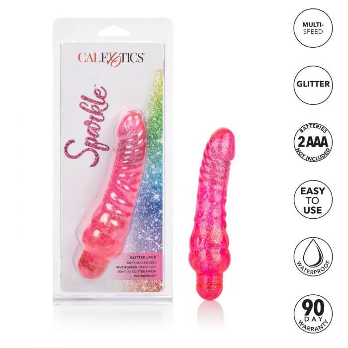 California Exotic Novelties Vibrators Sparkle Glitter Jack Pink Vibrating Dildo from Cal Exotic Novelties