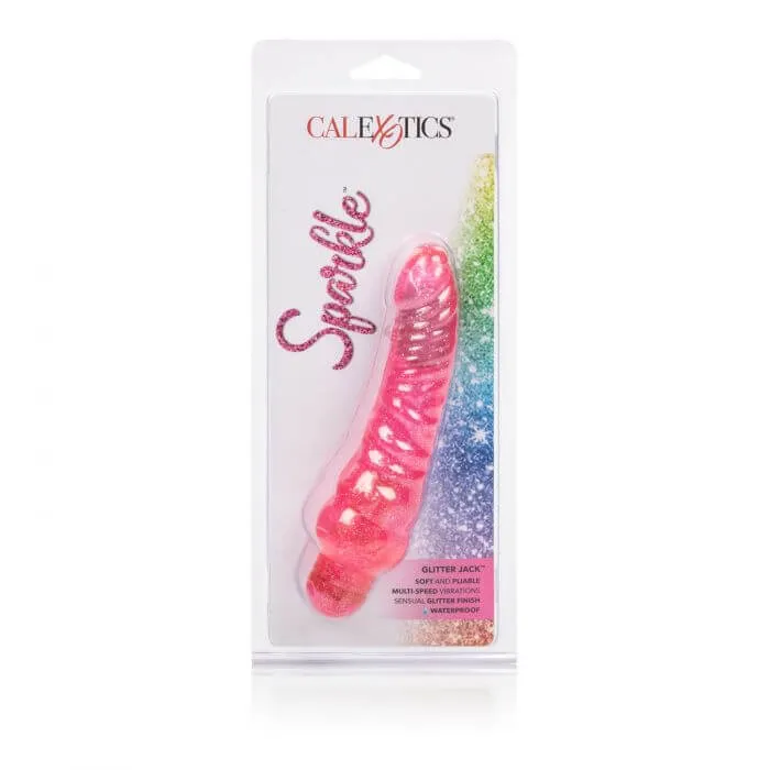 California Exotic Novelties Vibrators Sparkle Glitter Jack Pink Vibrating Dildo from Cal Exotic Novelties