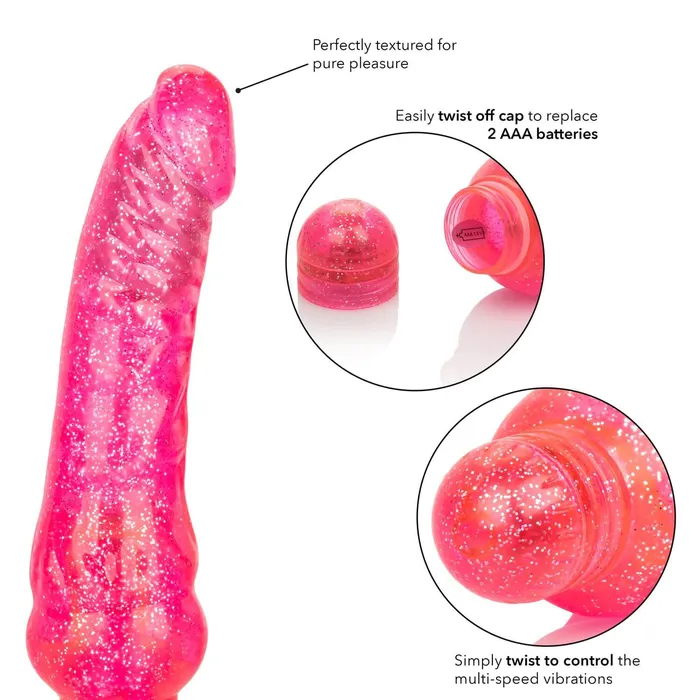 California Exotic Novelties Vibrators Sparkle Glitter Jack Pink Vibrating Dildo from Cal Exotic Novelties