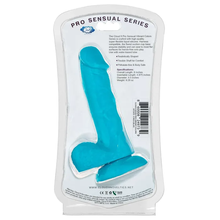 Cloud 9 Vibrant Colors 6 inches Blue Dong Cloud 9 Novelties Dildos