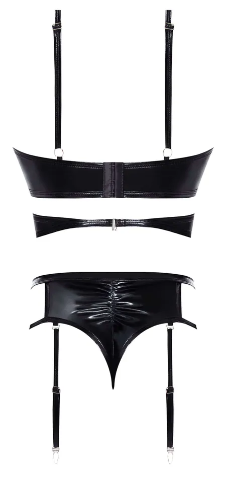 Club Candy Black Wet Look Bra Harness and Panty Set LXL by Magic Silk Lingerie Magic Silk Lingerie Female Sex Toys
