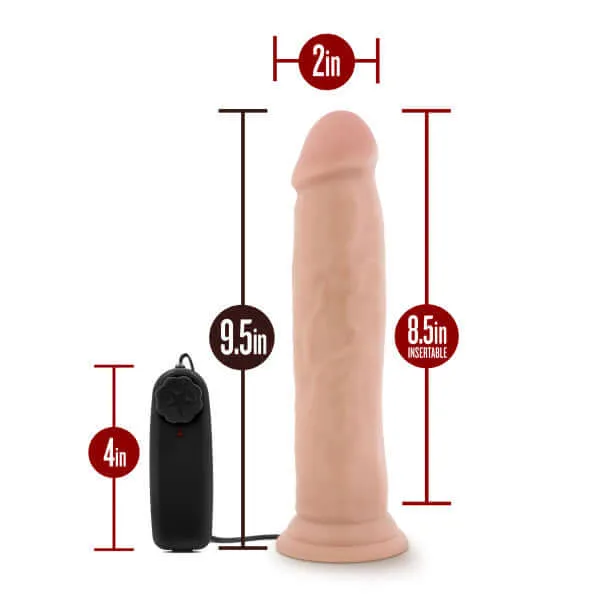 Dildos Blush Novelties Dr Skin Dr Throb 95 Inches Vibrating Realistic Cock with Suction Cup Vanilla Beige