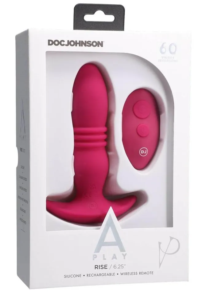 Doc Johnson Enterprises Anal APlay RISE Pink Vibrating and Thrusting Anal Plug by Doc Johnson