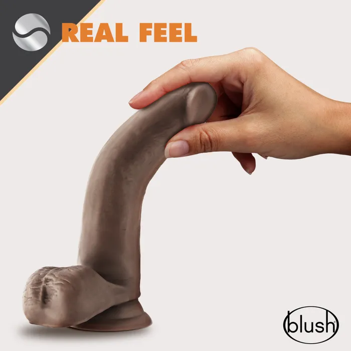 Dr Skin Glide By Blush Realistic Chocolate 7Inch Long SelfLubricating Dildo With Balls Suction Cup Base Blush Dildos