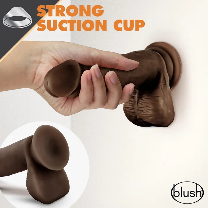 Dr Skin Glide By Blush Realistic Chocolate 7Inch Long SelfLubricating Dildo With Balls Suction Cup Base Blush Dildos