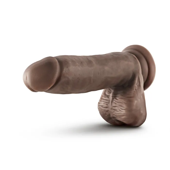 Dr Skin Glide By Blush Realistic Chocolate 7Inch Long SelfLubricating Dildo With Balls Suction Cup Base Blush Dildos