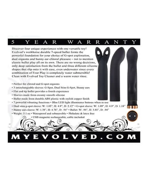 Evolved Novelties Four Play Vibrator Kit Black Four Exquisite Pleasure Experiences in One Vibrators