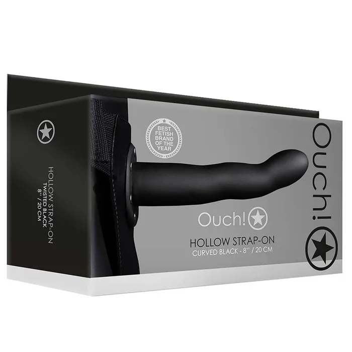 Female Sex Toys Shots Toys Ouch Curved 8 Inch Hollow StrapOn in Black Female Sex Toys Shots Toys Ouch Curved 8 Inch Hollow StrapOn in Black
