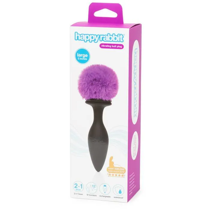 Happy Rabbit Large Vibrating Bunny Tail Butt Plug Love Honey Anal