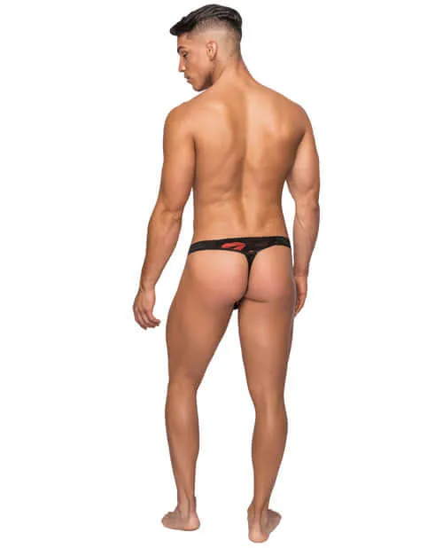 Kiss Me Micro Thong V Lips Print LXL Mens Sexy Low Rise GString Male Power Lingerie Female Sex Toys