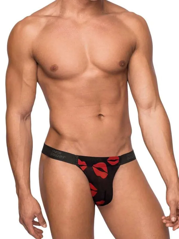 Kiss Me Micro Thong V Lips Print LXL Mens Sexy Low Rise GString Male Power Lingerie Female Sex Toys