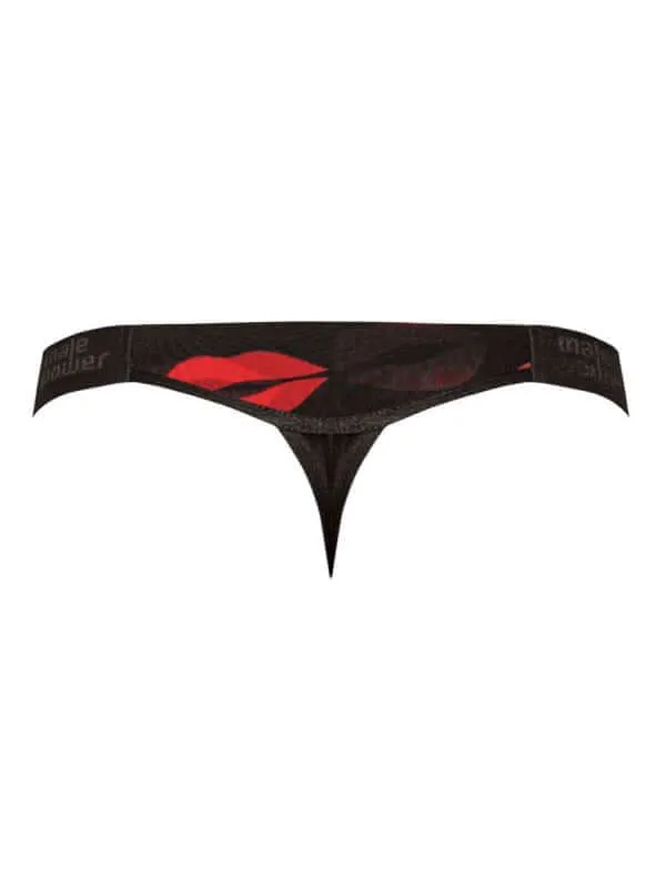 Kiss Me Micro Thong V Lips Print LXL Mens Sexy Low Rise GString Male Power Lingerie Female Sex Toys