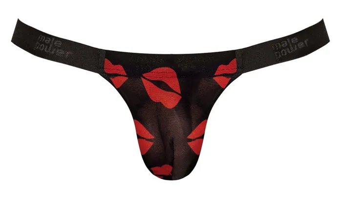 Kiss Me Micro Thong V Lips Print LXL Mens Sexy Low Rise GString Male Power Lingerie Female Sex Toys