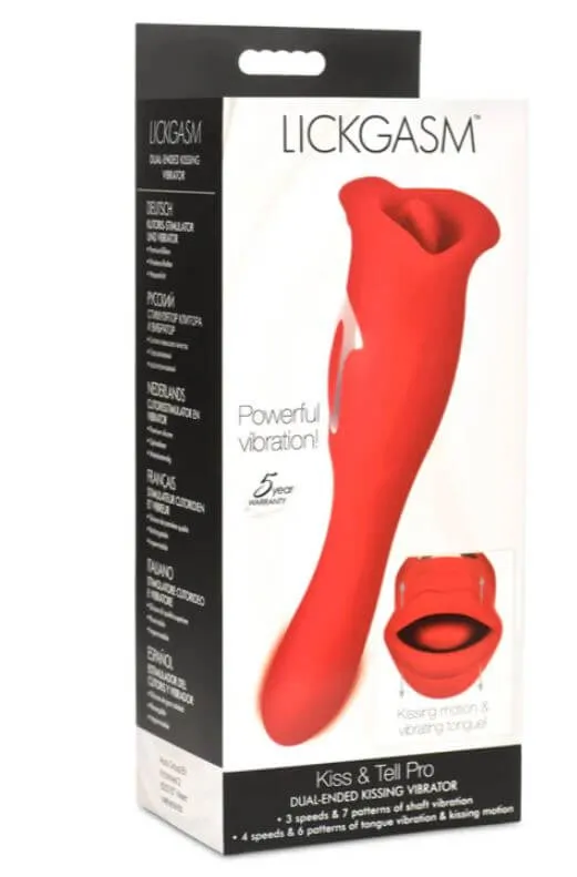 LICKGASM Kiss Tell Pro Dual Ended Kissing Vibrator Premium Silicone Waterproof XR Brands Female Sex Toys LICKGASM Kiss Tell Pro Dual Ended Kissing Vibrator Premium Silicone Waterproof XR Brands Female Sex Toys
