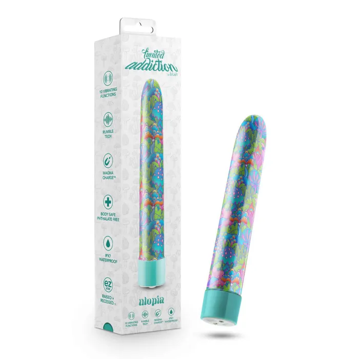 Limited Addiction Utopia 7Inch Rechargeable Vibe Explore Pleasures Paradise in Aqua Blush Novelties Vibrators Limited Addiction Utopia 7Inch Rechargeable Vibe Explore Pleasures Paradise in Aqua Blush Novelties Vibrators