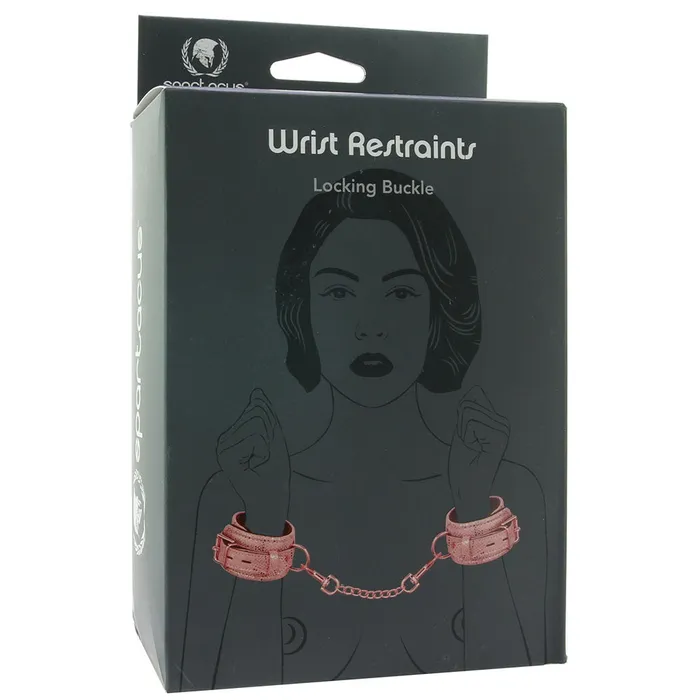 Locking Leather Wrist Restraint Cuffs in Pink Snake Print Spartacus Restraints Locking Leather Wrist Restraint Cuffs in Pink Snake Print Spartacus Restraints