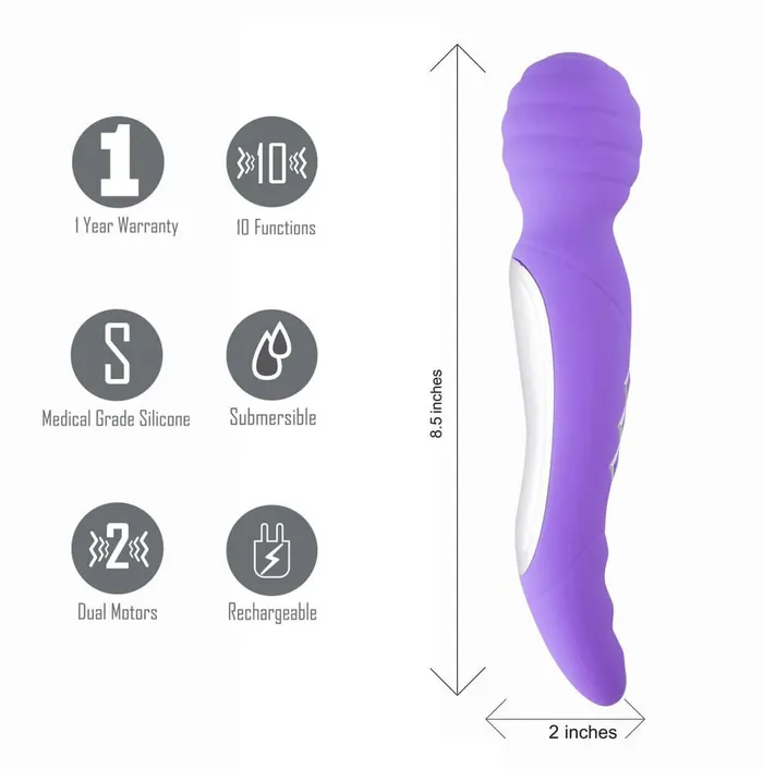 Maia Toys Vibrators Zoe USB Rechargeable Dual Vibrating Pleasure Wand Purple