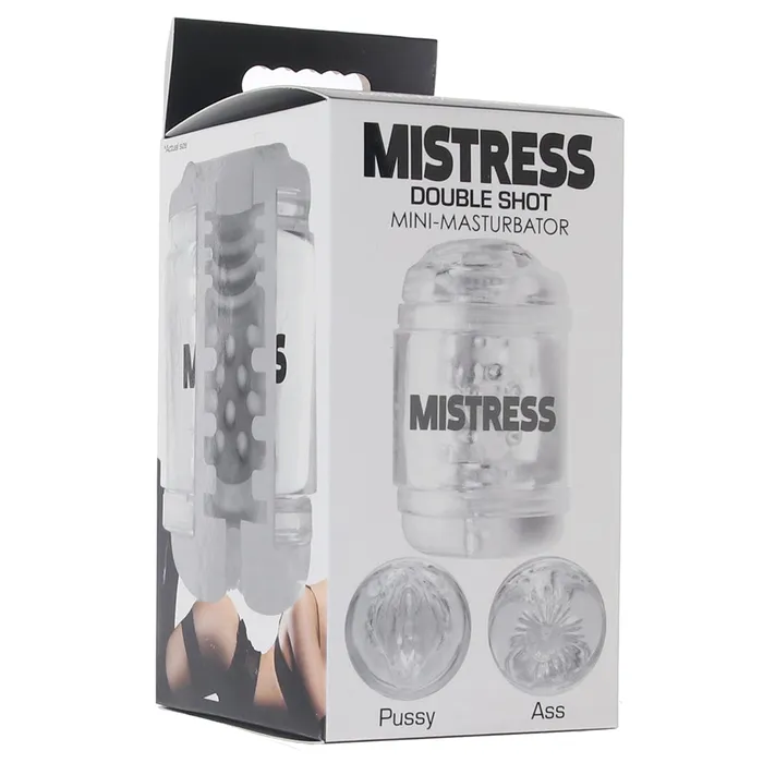 Male Sex Toys Mistress Double Shot Pussy Ass Stroker in Clear XR Brands