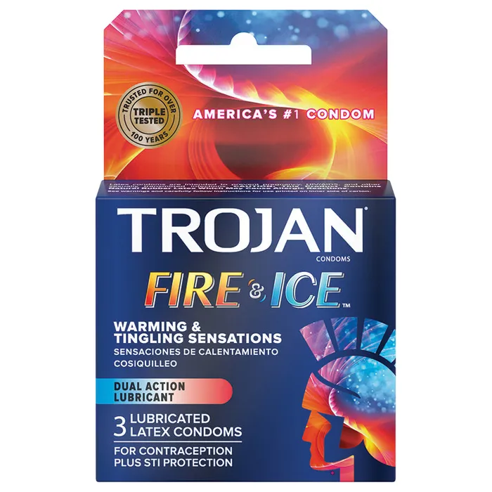 Male Sex Toys PARADISE MARKETING Trojan Pleasures Fire Ice Condoms 3 Pack