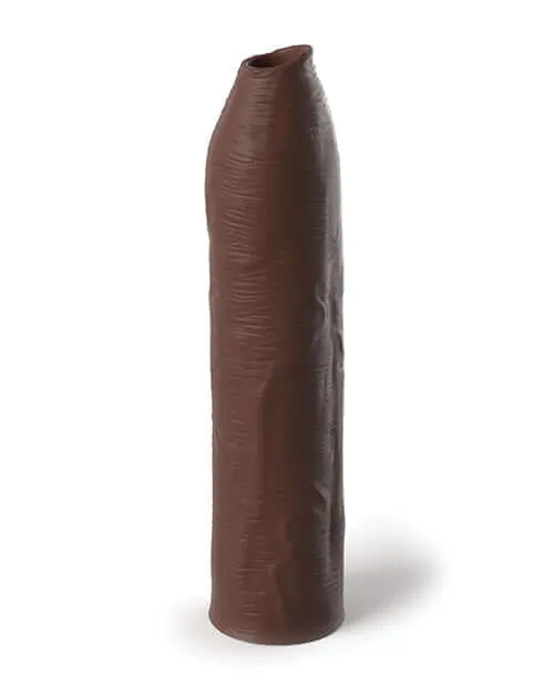 Male Sex Toys Pipedream Products Fantasy XTensions Elite Uncut 7 Inch Sleeve Brown Realistic Silicone Enhancement