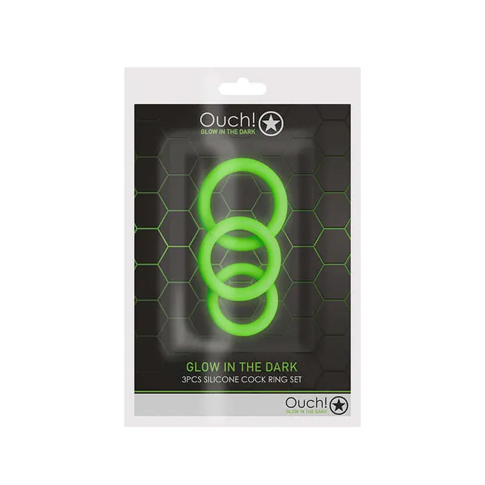Male Sex Toys SHOTS AMERICA Ouch Glow 3Piece Cock Ring Set Glow In The Dark Male Sex Toys SHOTS AMERICA Ouch Glow 3Piece Cock Ring Set Glow In The Dark