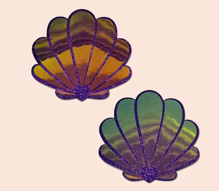 Pastease Vibrators Pastease Opalescent Purple Gold Seashell Pasties MermaidInspired Beachwear Accessory