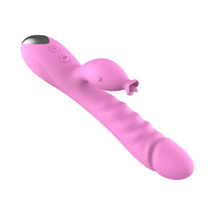 Savage Lingerie Vibrators Red Queen Premium Rabbit Vibe Pink DualVibration Shaft and External Stimulator