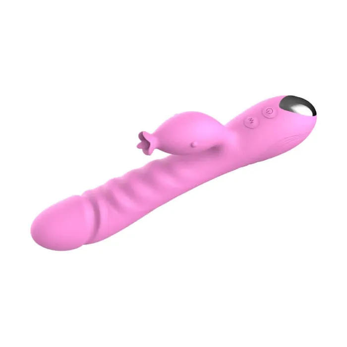 Savage Lingerie Vibrators Red Queen Premium Rabbit Vibe Pink DualVibration Shaft and External Stimulator