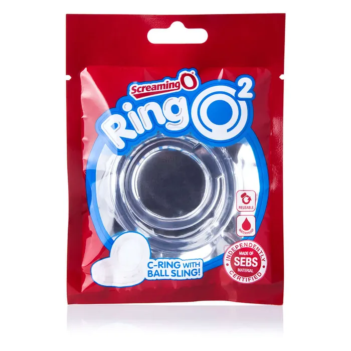 Screaming O Male Sex Toys Screaming O Ring O2 Clear Double Erection Ring with Testicle Support