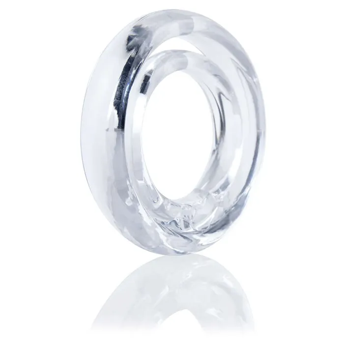 Screaming O Male Sex Toys Screaming O Ring O2 Clear Double Erection Ring with Testicle Support