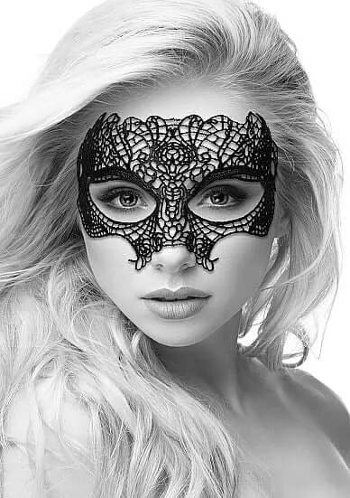 SHOTS AMERICA Couples Ouch Black and White Bondage line Lace Eye Mask Princess