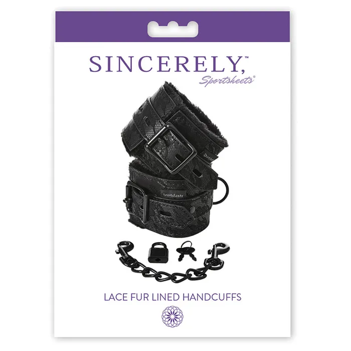 SPORTSHEETS Couples Sincerely Lace Fur Lined Handcuffs