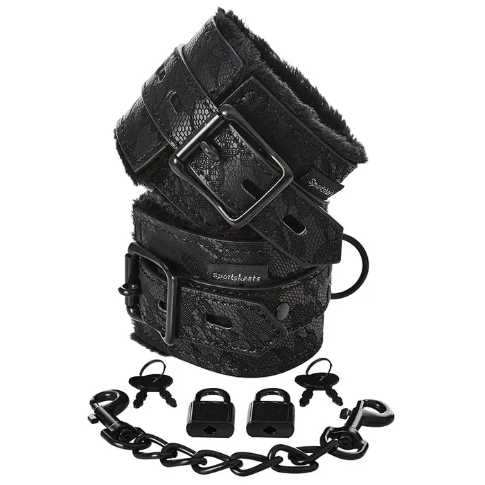 SPORTSHEETS Couples Sincerely Lace Fur Lined Handcuffs