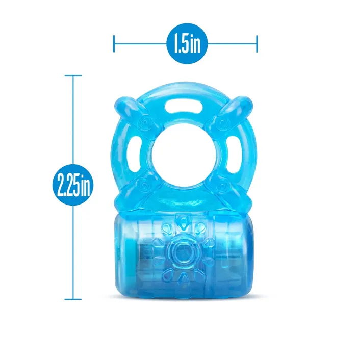 Stay Hard By Blush Blue 5Function Rechargeable Vibrating Penis Ring Blush Male Sex Toys