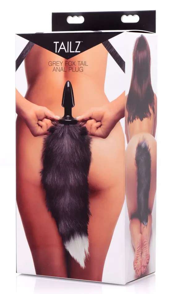 Tailz Grey Fox Tail Anal Plug XR Brands Male Sex Toys