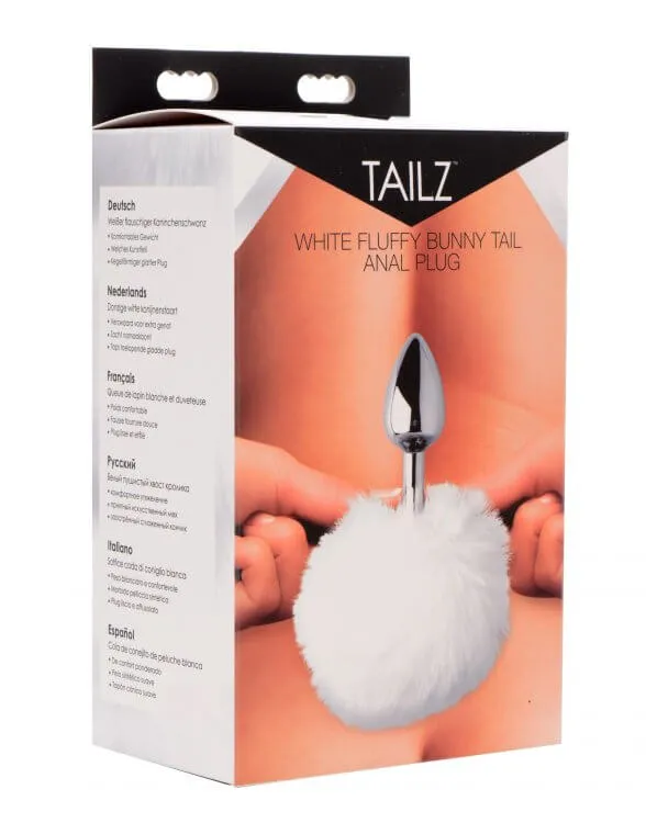 Tailz White Fluffy Bunny Tail Anal Plug XR Brands Sensual Play and Preparation XR Brands Anal