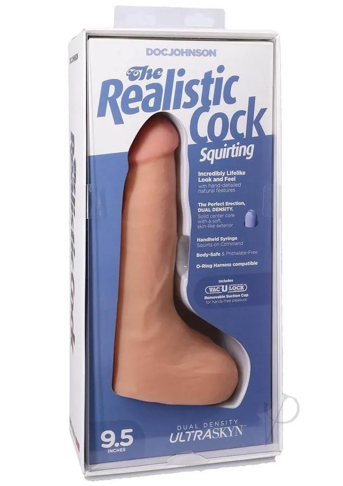 The Realistic Cock Squirting 95Inch ULTRASKYN VacULock Dildo Vanilla Doc Johnson Enterprises Dildos The Realistic Cock Squirting 95Inch ULTRASKYN VacULock Dildo Vanilla Doc Johnson Enterprises Dildos