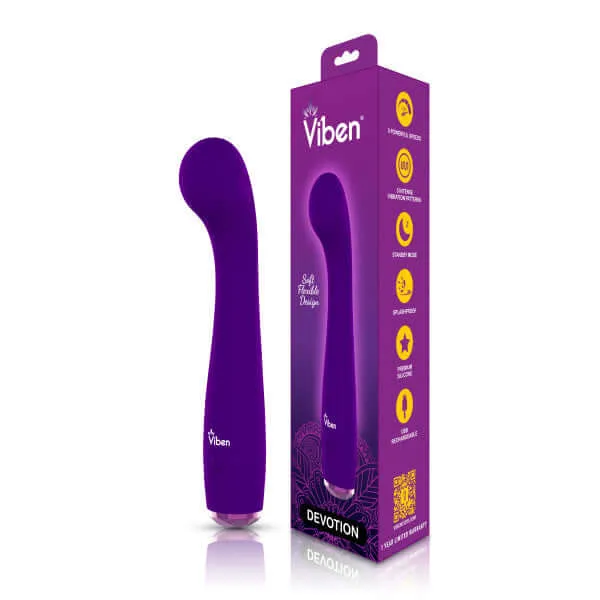Viben Viben Devotion GSpot Vibe Violet 5 Intense Vibration Patterns Silky Silicone Vibrators