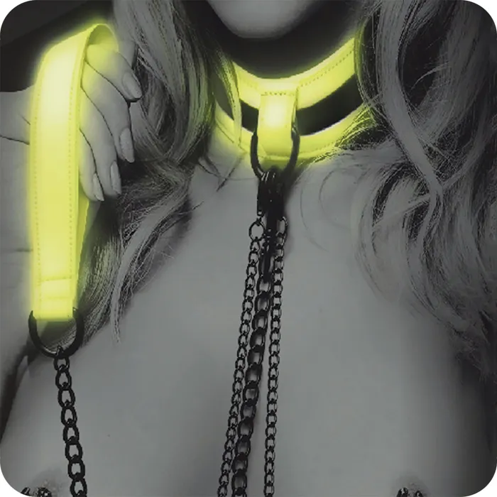 XGen Female Sex Toys WhipSmart Glow In The Dark Collar Nipple Clips Leash