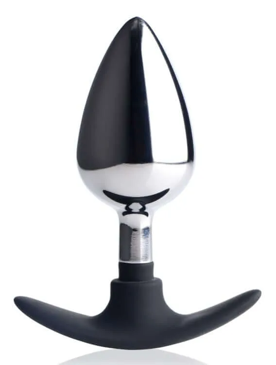 XR Brands Experience Sensational Weight and Pleasure with the Master Series Dark Invader Metal and Silicone Anal Plug Male Sex Toys