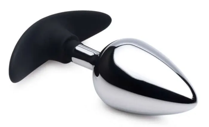 XR Brands Experience Sensational Weight and Pleasure with the Master Series Dark Invader Metal and Silicone Anal Plug Male Sex Toys