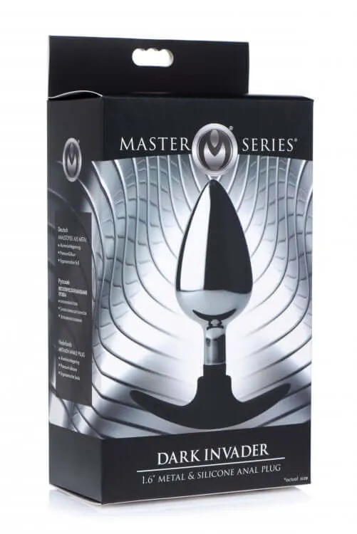 XR Brands Experience Sensational Weight and Pleasure with the Master Series Dark Invader Metal and Silicone Anal Plug Male Sex Toys