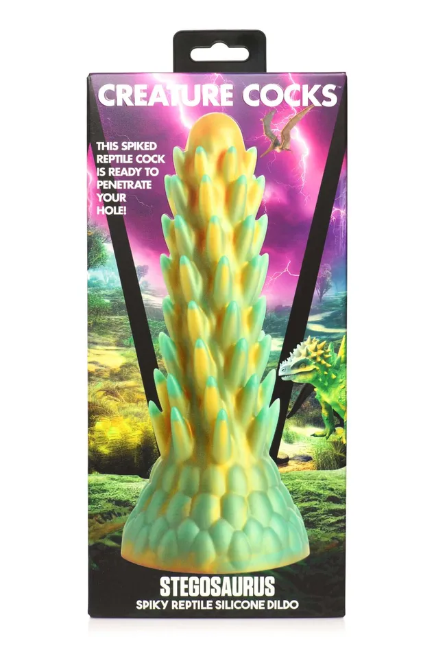 XR Brands Female Sex Toys Stegosaurus Spiky Reptile Dildo Dive into Prehistoric Pleasure with XR Brands