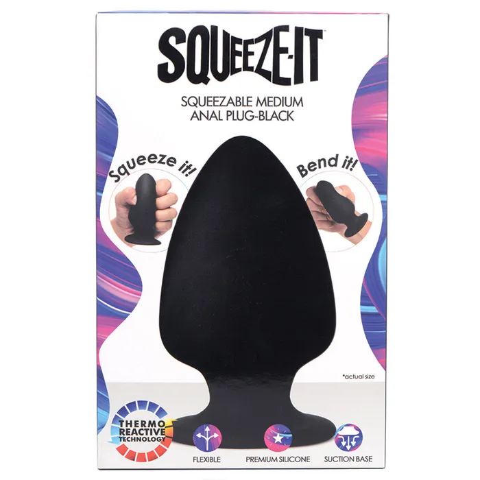 XR Brands Male Sex Toys SqueezeIt Squeezable Anal Plug MediumBlack
