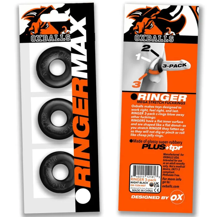Anal Oxballs Ringer Max 3Pack Black Anal Oxballs Ringer Max 3Pack Black