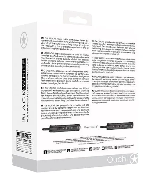 Anal Shots America Shots Ouch Black White Plush Bonded Leather Ankle Cuffs Black Anal Shots America Shots Ouch Black White Plush Bonded Leather Ankle Cuffs Black