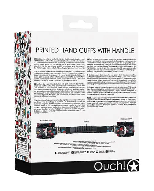 Anal Shots America Shots Ouch Old School Tattoo Style Printed Handcuffs with Handle Black Anal Shots America Shots Ouch Old School Tattoo Style Printed Handcuffs with Handle Black
