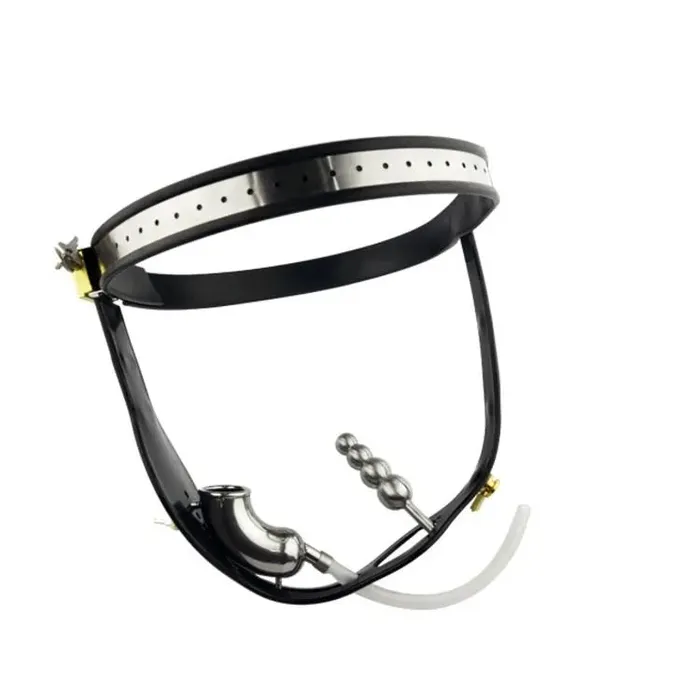 Black Emperor Anal Black Emperor Stainless Steel T Type Male Chastity Belt Device Anal Plug
